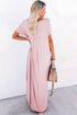 Soft Jersey Knit Rolled Sleeve Pocketed Maxi Dress