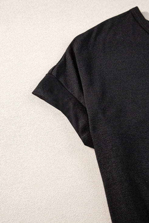 Soft Jersey Knit Rolled Sleeve Pocketed Maxi Dress