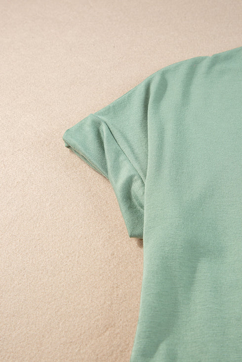Soft Jersey Knit Rolled Sleeve Pocketed Maxi Dress
