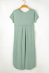 Soft Jersey Knit Rolled Sleeve Pocketed Maxi Dress