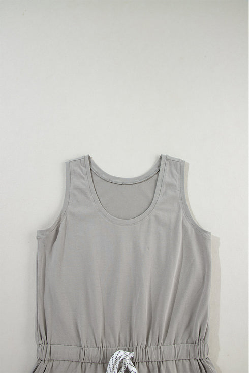 Soft Jersey Knit Sleeveless Drawstring Waist Dress