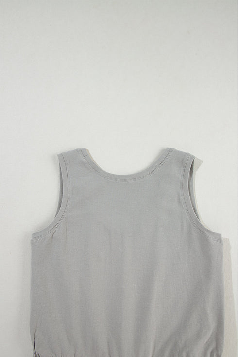 Soft Jersey Knit Sleeveless Drawstring Waist Dress