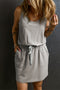 Soft Jersey Knit Sleeveless Drawstring Waist Dress