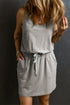 Soft Jersey Knit Sleeveless Drawstring Waist Dress