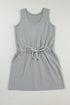 Soft Jersey Knit Sleeveless Drawstring Waist Dress