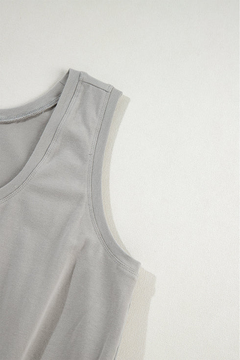 Soft Jersey Knit Sleeveless Drawstring Waist Dress