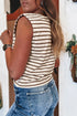 Soft Jersey Knit Striped Muscle Sleeve Tee