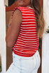 Soft Jersey Knit Striped Muscle Sleeve Tee