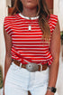 Soft Jersey Knit Striped Muscle Sleeve Tee