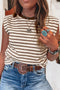 Soft Jersey Knit Striped Muscle Sleeve Tee