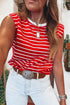 Soft Jersey Knit Striped Muscle Sleeve Tee