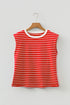 Soft Jersey Knit Striped Muscle Sleeve Tee