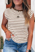 Soft Jersey Knit Striped Muscle Sleeve Tee