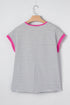Soft Jersey Striped Print Contrast Trim Short Sleeve T Shirt