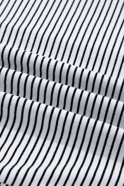 Soft Jersey Striped Print Contrast Trim Short Sleeve T Shirt