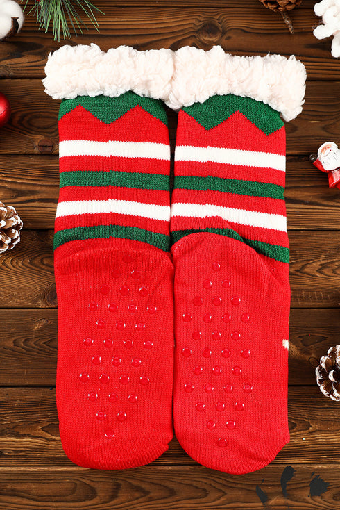 Soft Knit Cartoon Pattern Striped Crew Socks