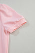Soft Knit Collared V Neck Puff Sleeve Top