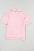 Soft Knit Collared V Neck Puff Sleeve Top