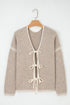 Soft Knit Contrast Tie Front Cardigan
