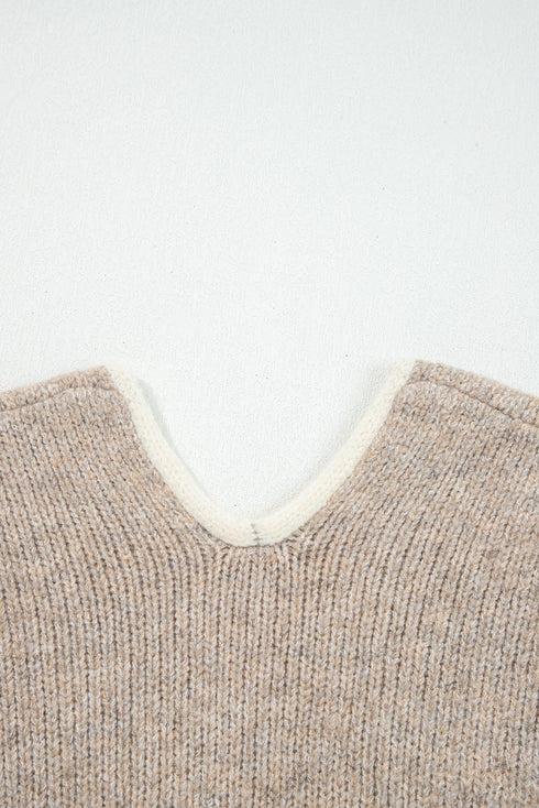Soft Knit Contrast Tie Front Cardigan