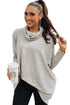 Soft Knit Cowl Neck Drawstring Pocket Tunic Top
