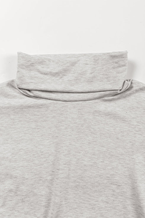 Soft Knit Cowl Neck Drawstring Pocket Tunic Top
