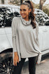 Soft Knit Cowl Neck Drawstring Pocket Tunic Top