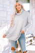 Soft Knit Cowl Neck Drawstring Pocket Tunic Top