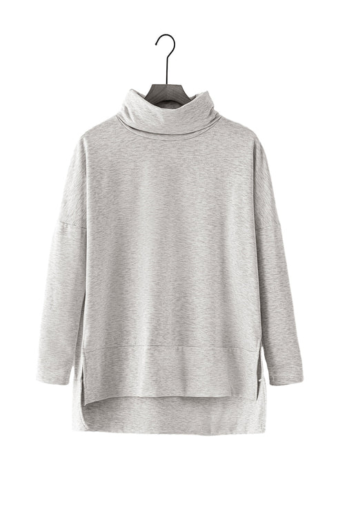 Soft Knit Cowl Neck Drawstring Pocket Tunic Top