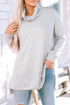 Soft Knit Cowl Neck Drawstring Pocket Tunic Top