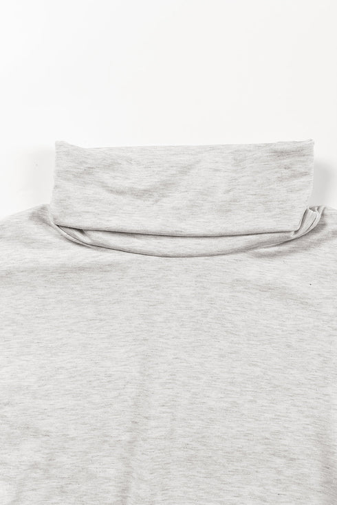 Soft Knit Cowl Neck Drawstring Pocket Tunic Top