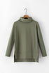 Soft Knit Cowl Neck Drawstring Pocket Tunic Top