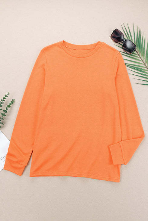 Soft Knit Crew Neck Long Sleeve Relaxed Top