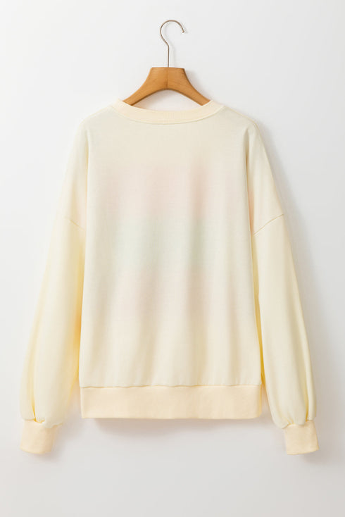 Soft Knit Exposed Seam Block Stripe Crew Neck Sweatshirt