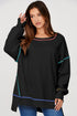 Soft Knit Exposed Seam High Low Hem Pullover Sweatshirt