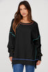 Soft Knit Exposed Seam High Low Hem Pullover Sweatshirt
