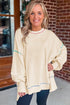 Soft Knit Exposed Seam High Low Hem Pullover Sweatshirt