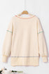 Soft Knit Exposed Seam High Low Hem Pullover Sweatshirt