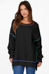 Soft Knit Exposed Seam High Low Hem Pullover Sweatshirt