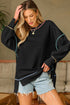 Soft Knit Exposed Seam High Low Hem Pullover Sweatshirt