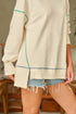 Soft Knit Exposed Seam High Low Hem Pullover Sweatshirt
