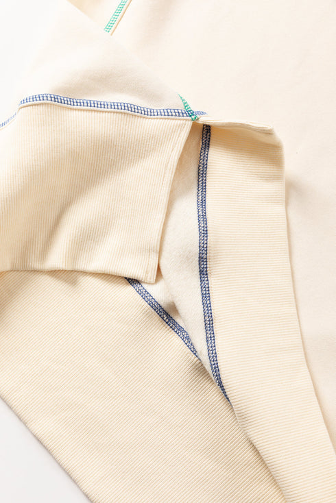 Soft Knit Exposed Seam High Low Hem Pullover Sweatshirt