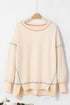Soft Knit Exposed Seam High Low Hem Pullover Sweatshirt