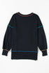 Soft Knit Exposed Seam High Low Hem Pullover Sweatshirt