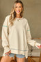 Soft Knit Exposed Seam High Low Hem Pullover Sweatshirt