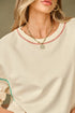 Soft Knit Exposed Seam High Low Hem Pullover Sweatshirt