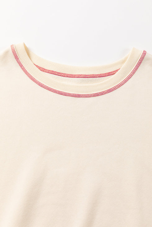 Soft Knit Exposed Seam High Low Hem Pullover Sweatshirt