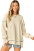 Soft Knit Exposed Seam High Low Hem Pullover Sweatshirt