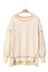 Soft Knit Exposed Seam High Low Hem Pullover Sweatshirt