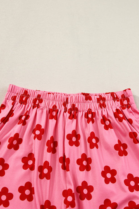 Soft Knit Floral Print Crop Tee And Shorts Set